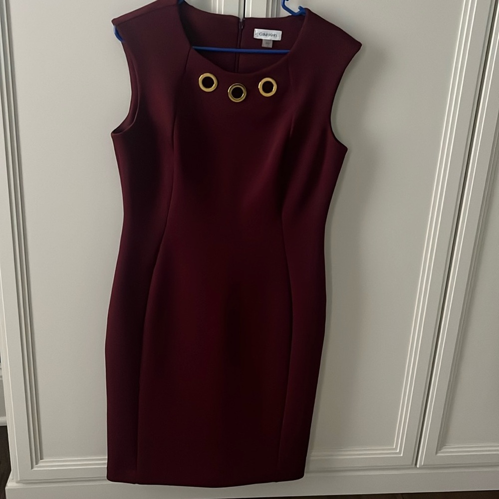 Maroon dress with gold inlay